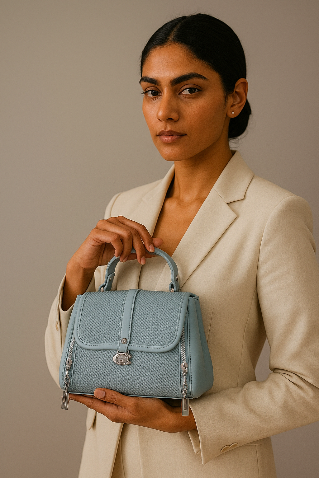 Azure Luxe Zip Satchel – Executive Elegance Series