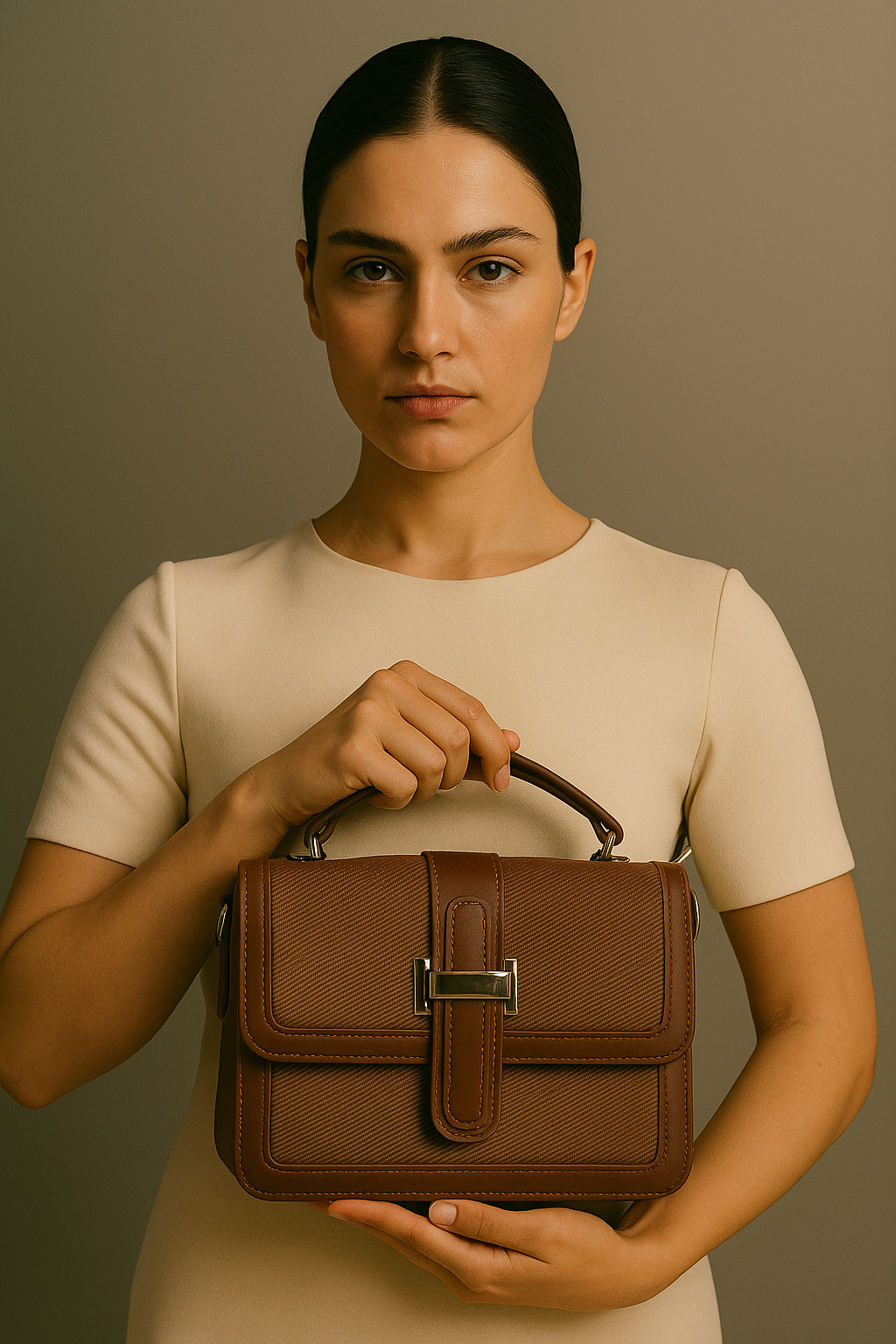 Sculpted Elegance Buckle Satchel – Chestnut Leather Luxe