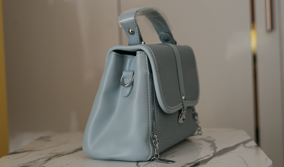 Azure Luxe Zip Satchel – Executive Elegance Series