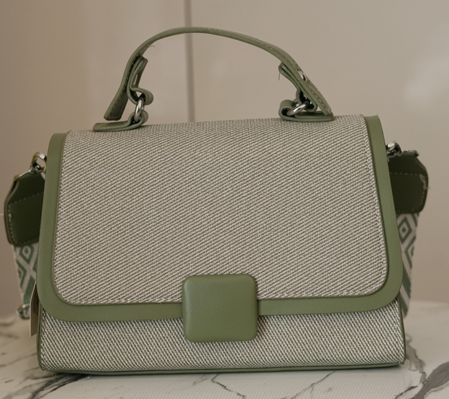 Sage Structured Canvas Satchel – Heritage Geometry Series