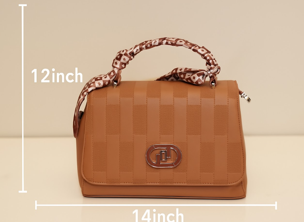 Café Luxe Edition – Caramel Grid Check Handbag
