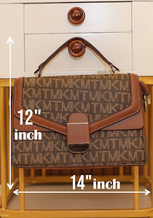 MK Signature Monogram Luxe Satchel – Cognac Noir Edition