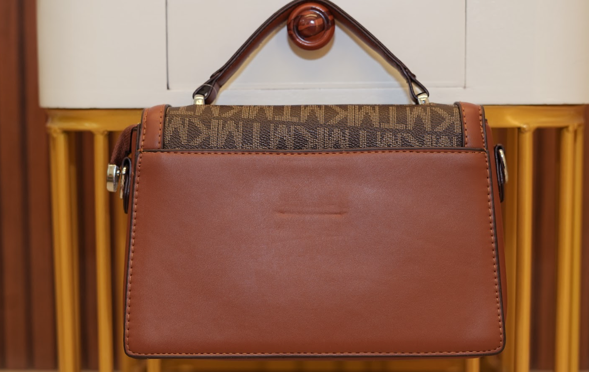 MK Signature Monogram Luxe Satchel – Cognac Noir Edition