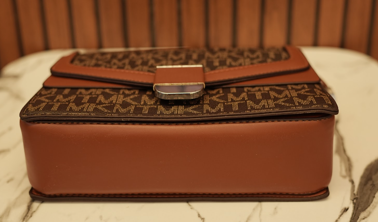 MK Signature Monogram Luxe Satchel – Cognac Noir Edition