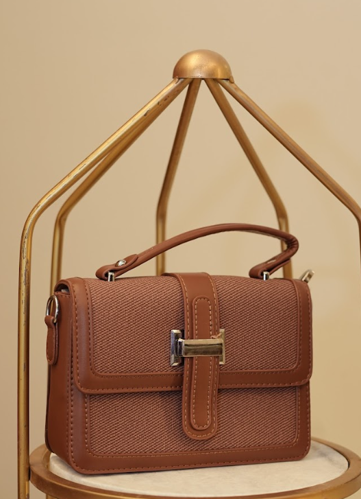 Sculpted Elegance Buckle Satchel – Chestnut Leather Luxe